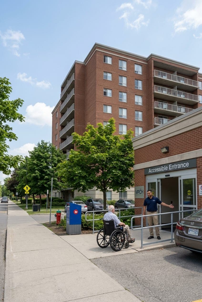 Accessible entrance to a VPCH apartment building